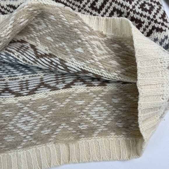 PURE & SIMPLE NORDIC FAIR ISLE CHUNKY KNIT LAMBSWOOL CREAM TURTLENECK SWEATER - Picture 10 of 14